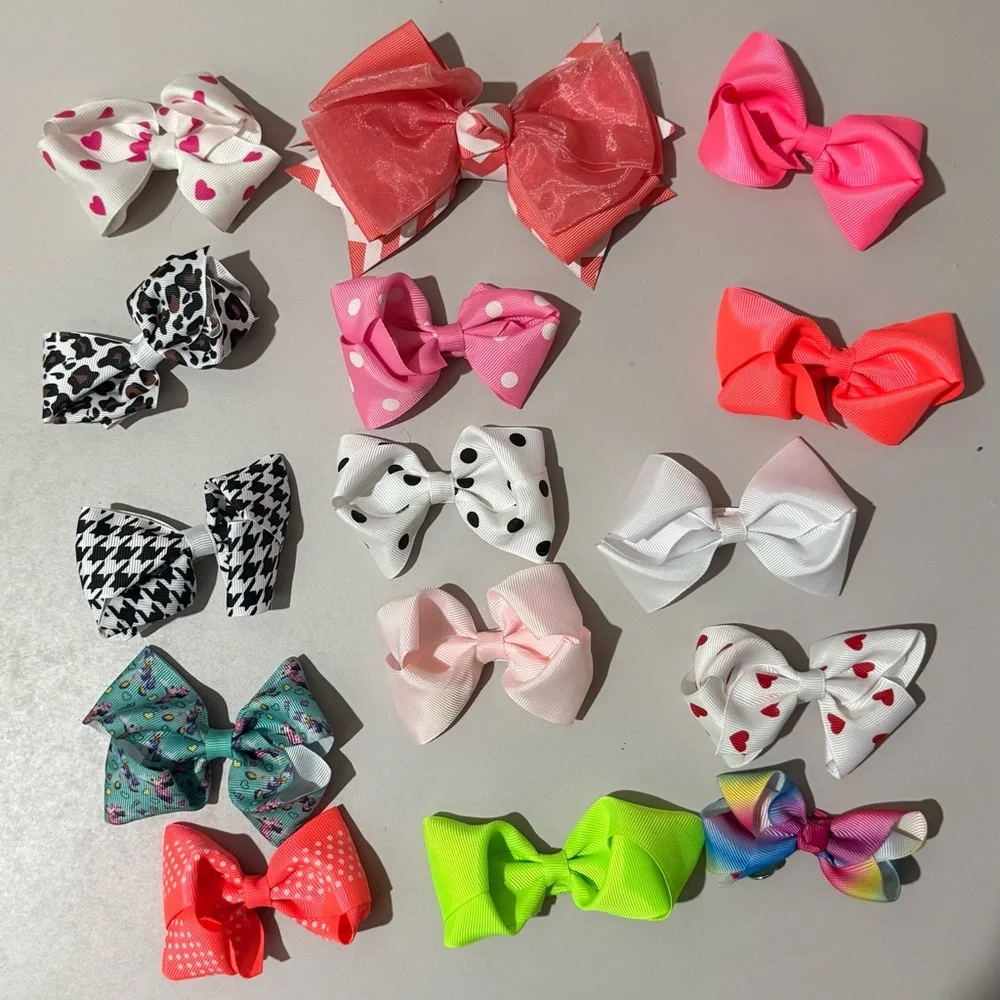 Assortment of Colorful Bow Hairclips.